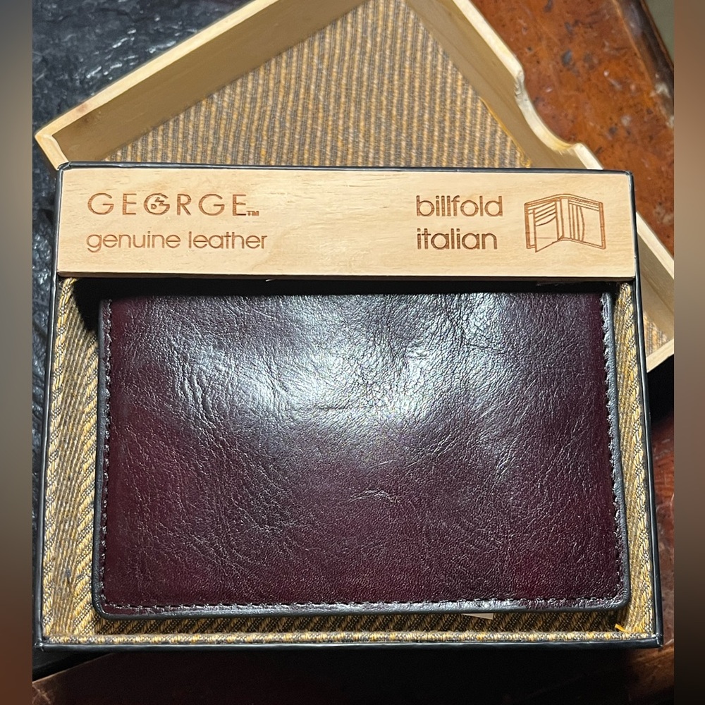 NWT Men’s Leather Wallet Billfold Burgundy